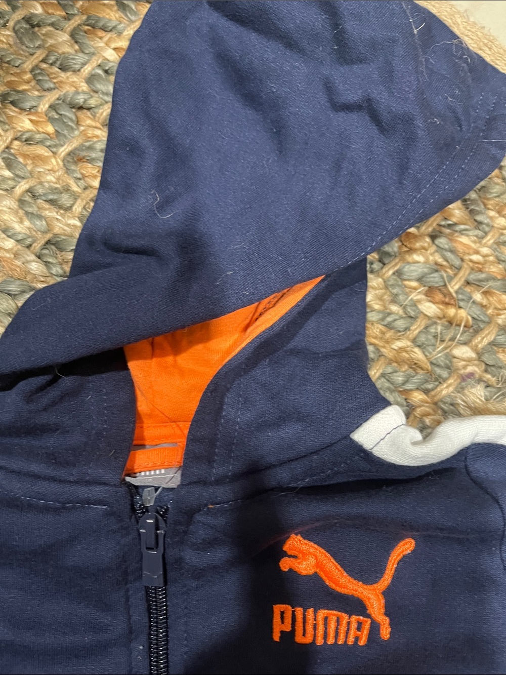 Puma Navy & Orange Kids Hooded Tracksuit - Picture 5 of 8